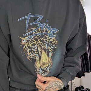 Anine Bing Leopard Crewneck Sweatshirt, Small